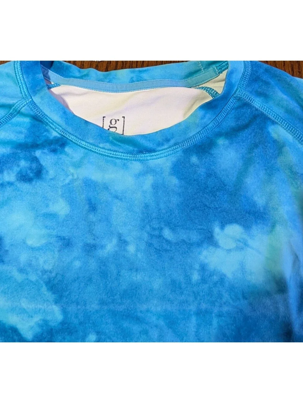 George Men's Blue Cloud Wash Tie Dye Swim Rash Guard